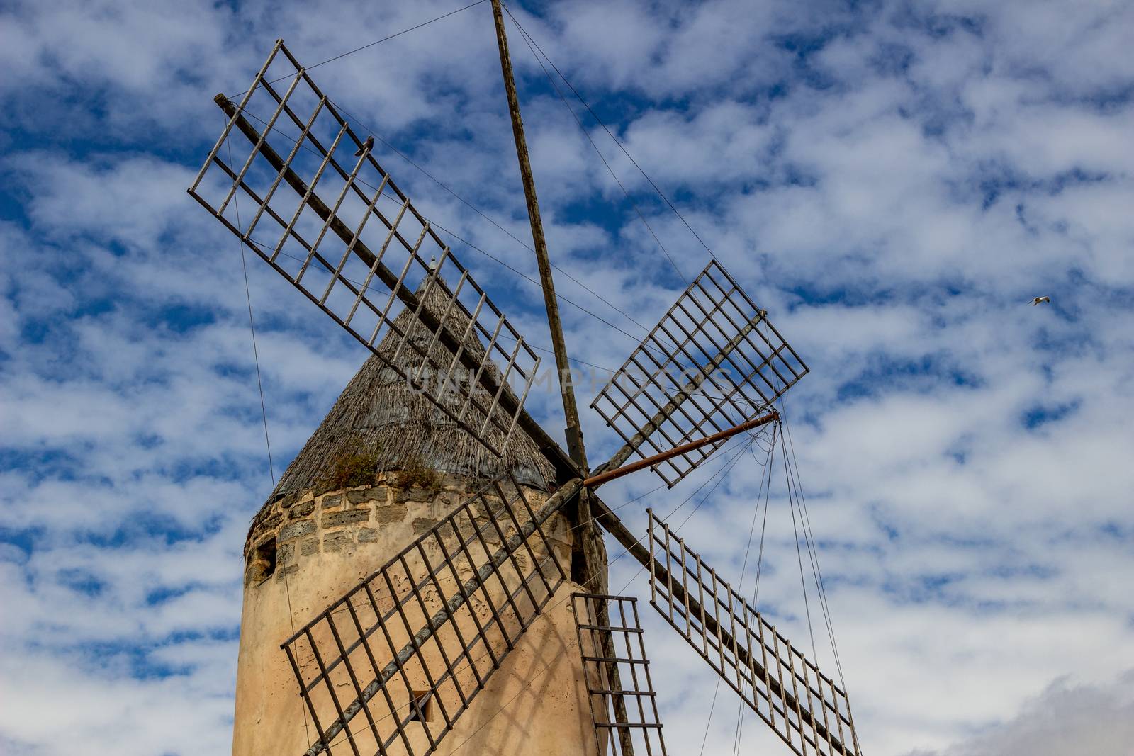 Windmill in Palma on balearic island Mallorca, Spain on a sunny day