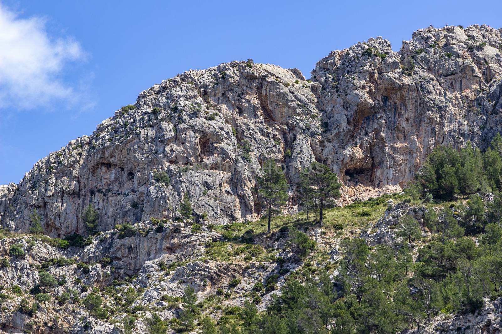 Mountain range, rock on the peninsula La Victoria, Mallorca 