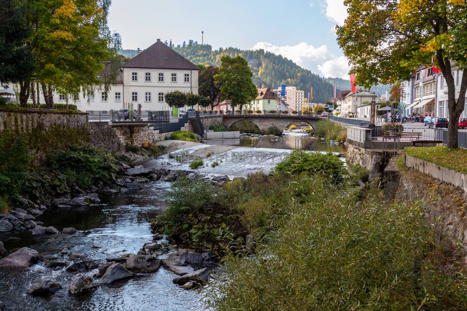 View at the City St. Blasien, Germany with the river Alb,  dam a by reinerc