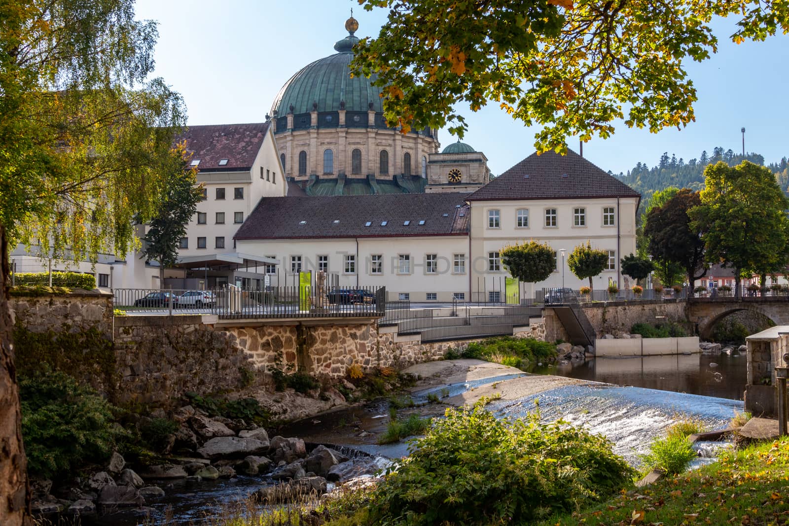 View at the City St. Blasien, Germany with the river Alb,  dam a by reinerc