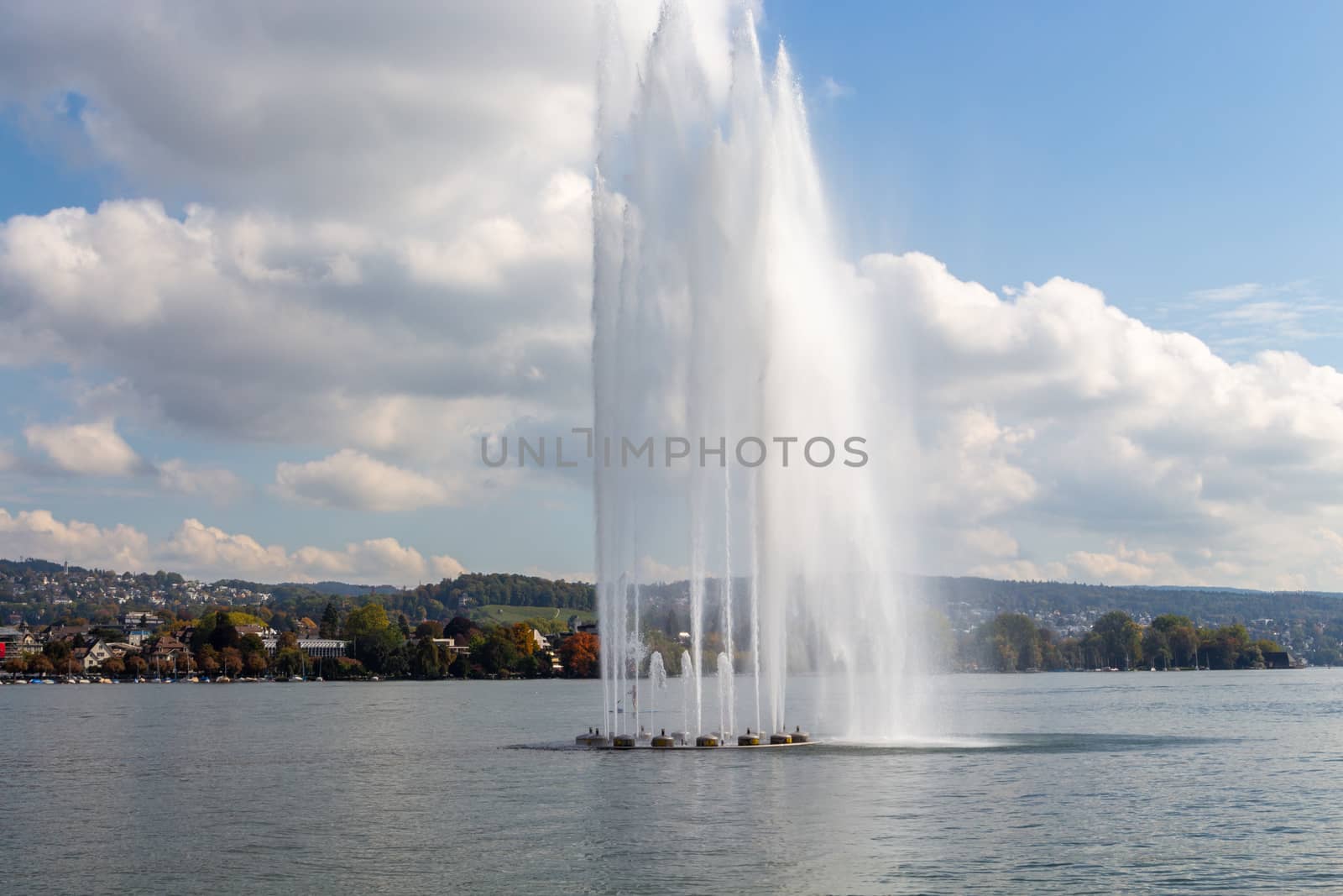 Water fountain on the Zurich lake, Switzerland by reinerc