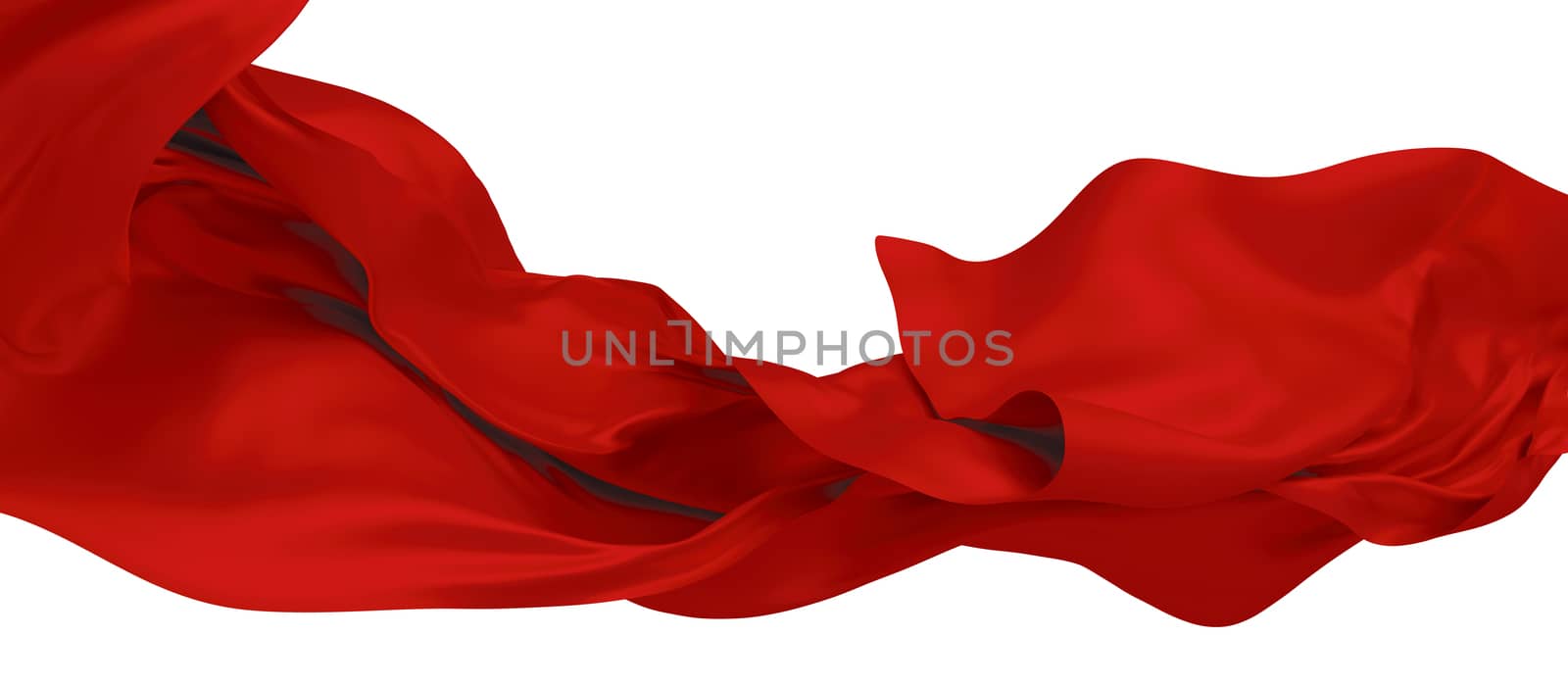 Red fabric flying in the wind isolated on white background 3D re by Myimagine