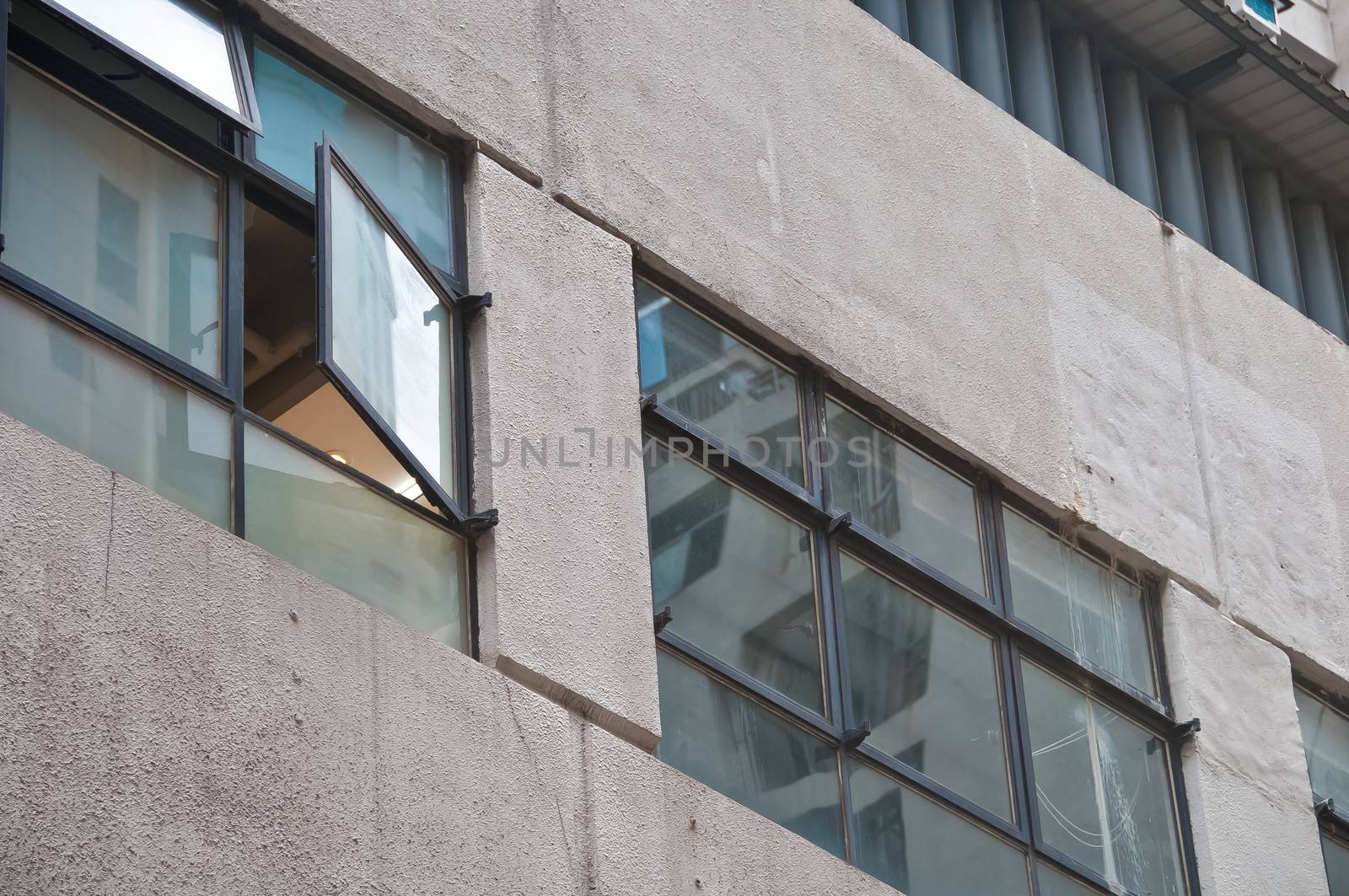 Window opens from an old office building