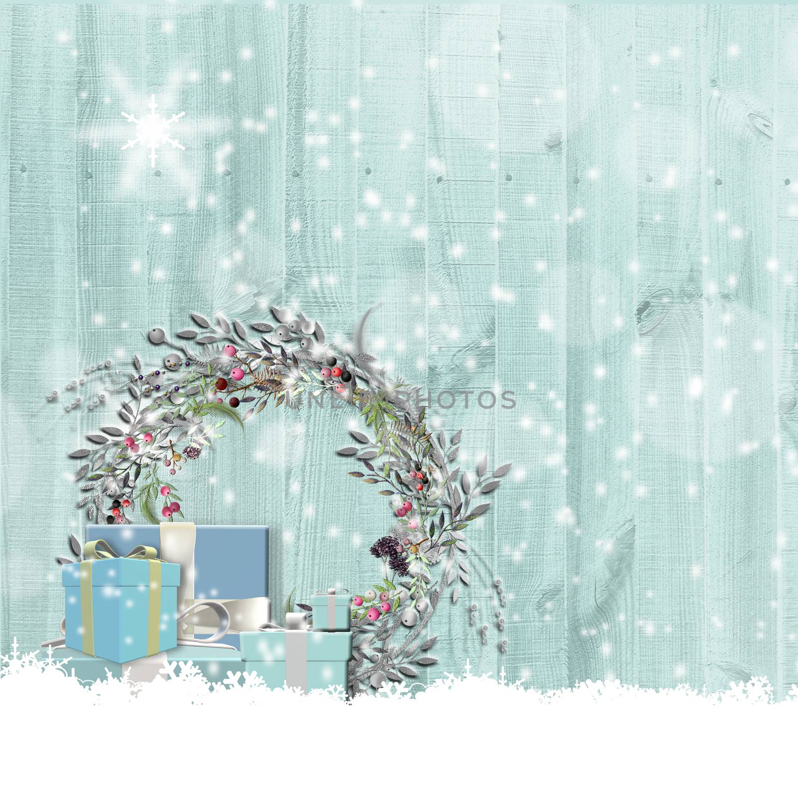 Christmas New Year wooden background by NelliPolk