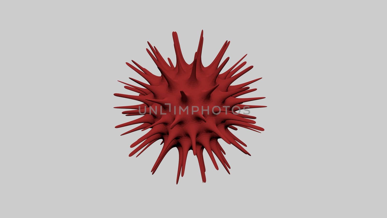 3D illustration of a virus particle. Closeup of a virus structure against clear background with copy space for text