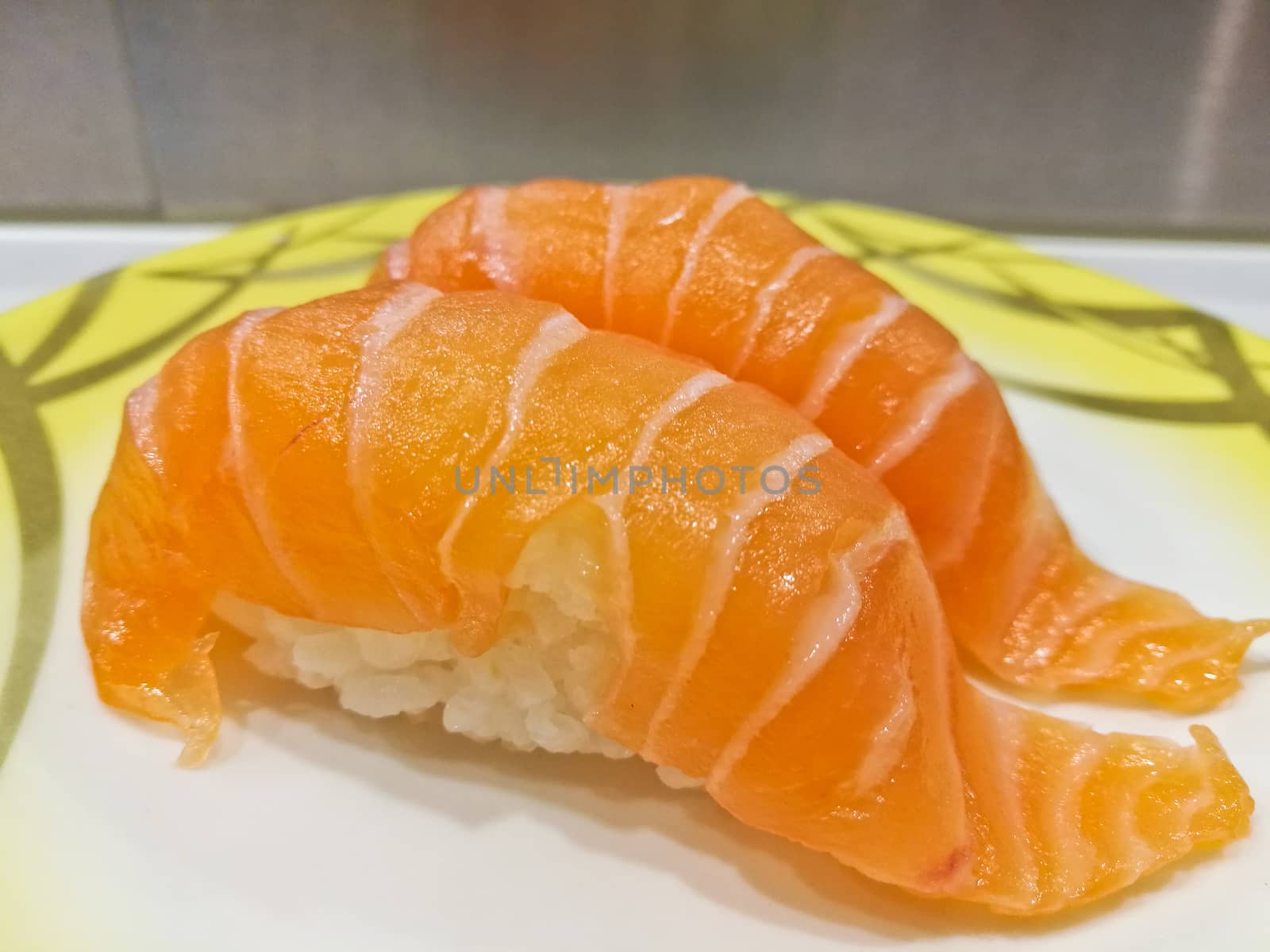 Japanese fresh Atlantic salmon belly sushi by eyeofpaul