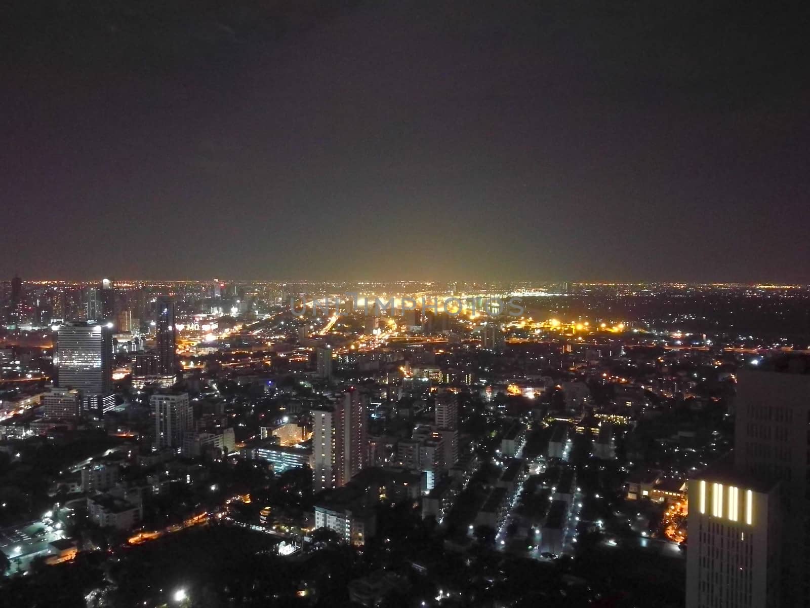 Stunning skyscraper scene of Bangkok Metropolis Thailand at night