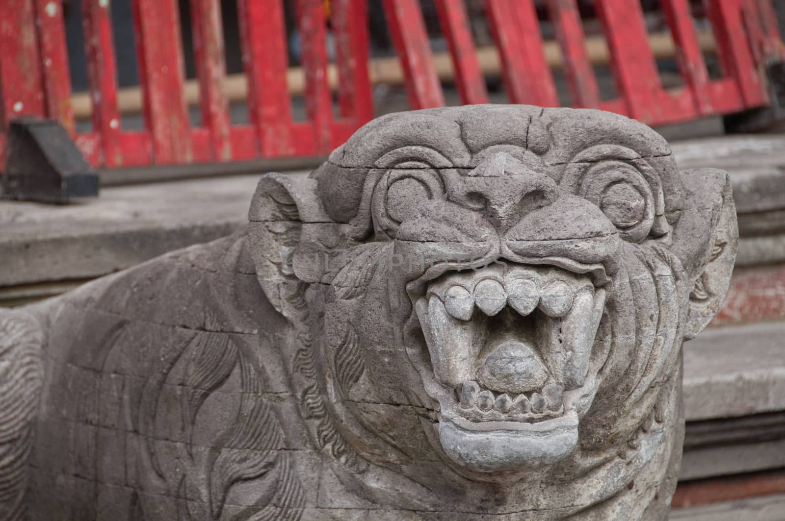 Stone lion art statue in Bali by eyeofpaul