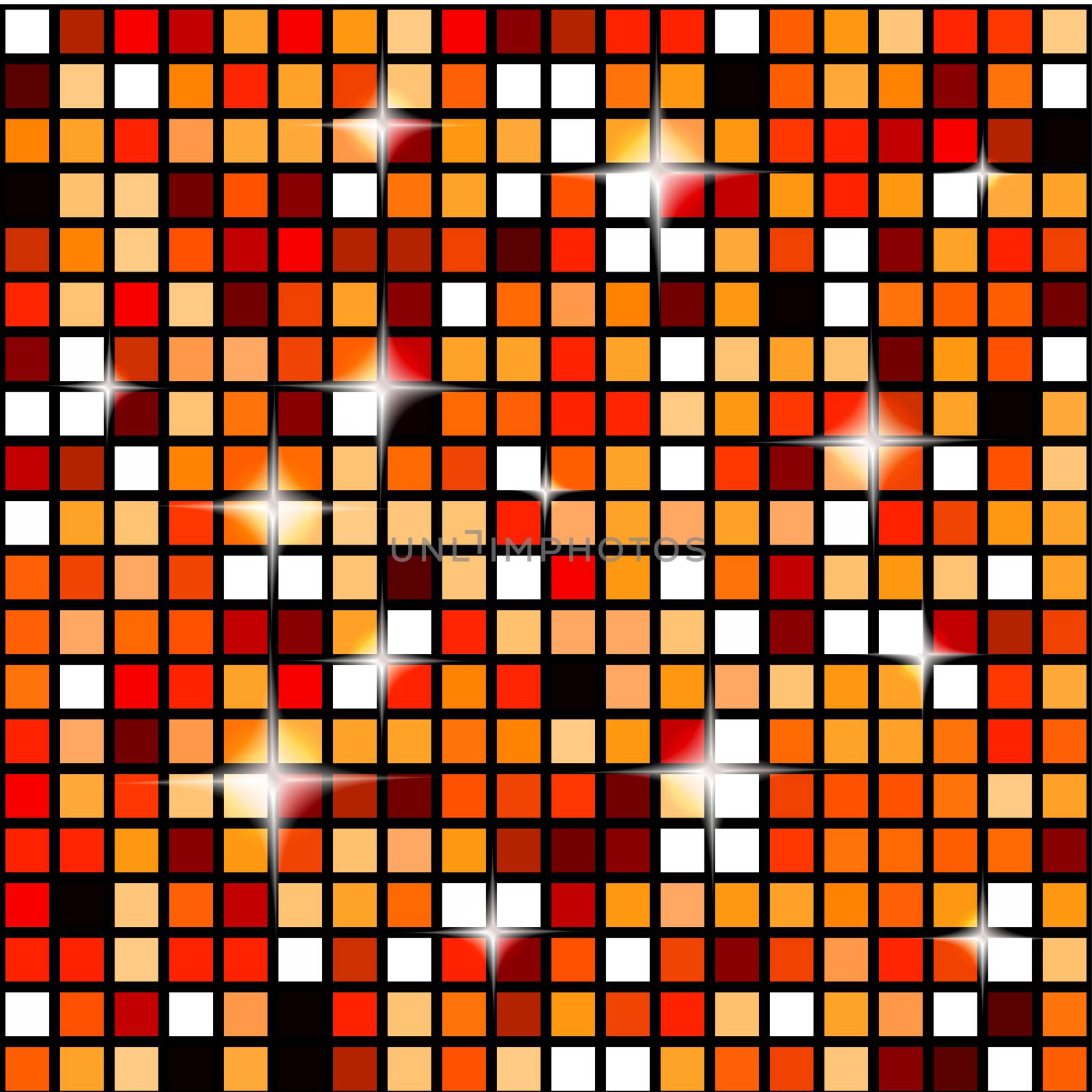 Disco lights seamless pattern. Orange mosaic shimmer background. Disco party parkle glitter backdrop. Disco ball seamless wallpaper. by Nata_Prando