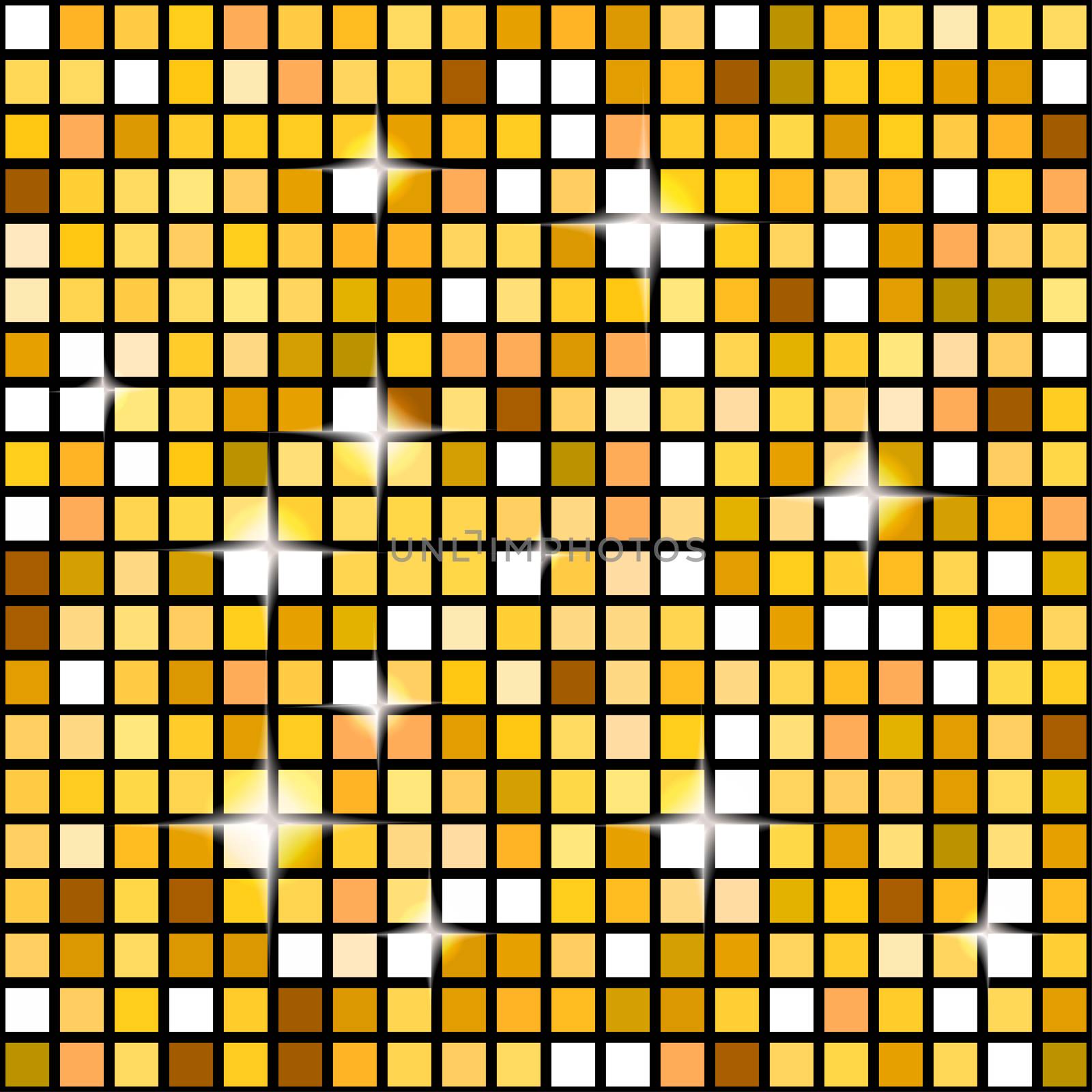 Gold disco lights seamless pattern. Mosaic shimmer background. Disco party parkle glitter backdrop. Disco ball seamless wallpaper. by Nata_Prando