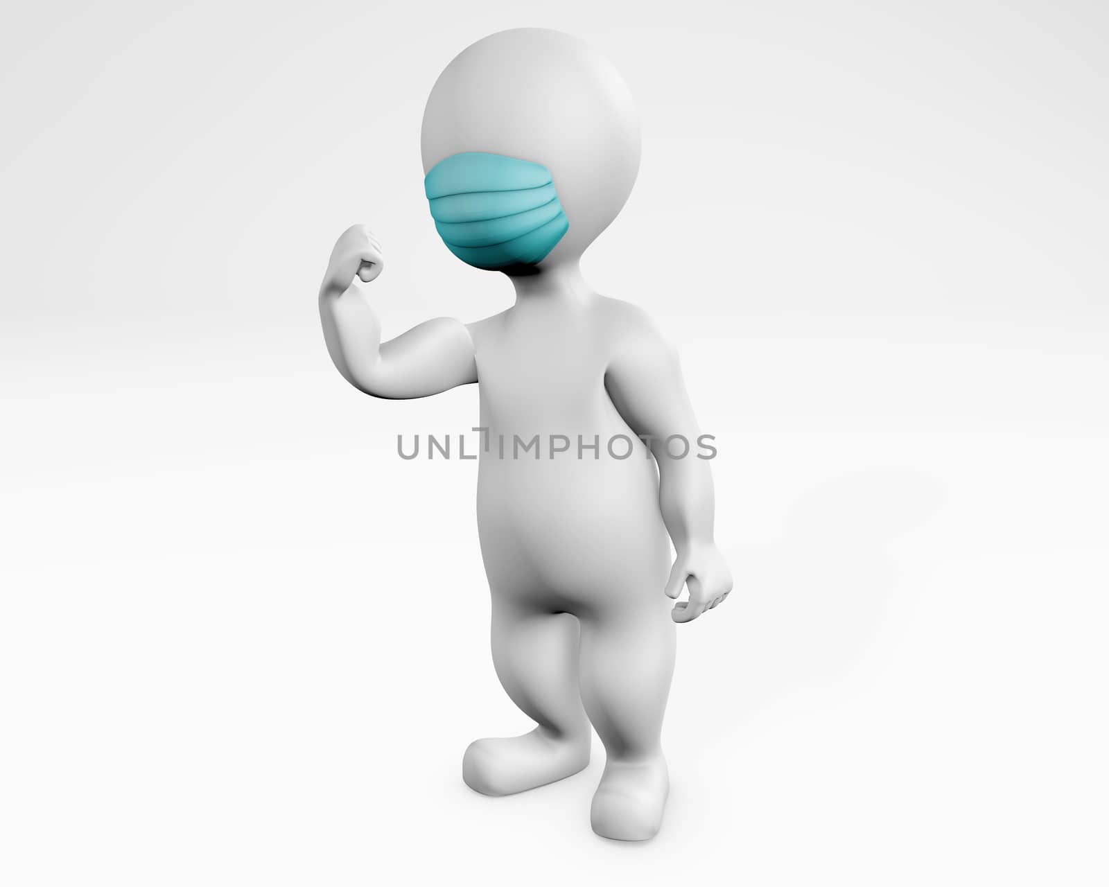 Man with mask being angry fist on 3d rendering by F1b0nacci