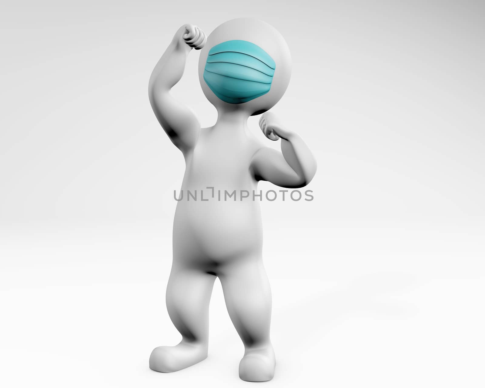 Man with mask fighting pose 3d rendering by F1b0nacci