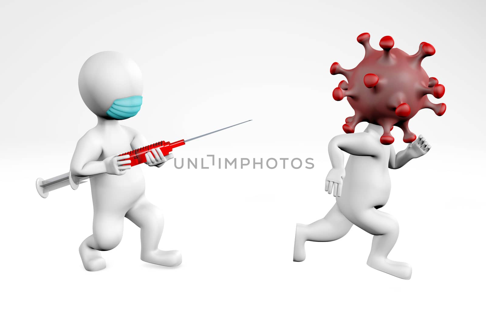 men with masks vaccine against corona concept 3d rendering by F1b0nacci