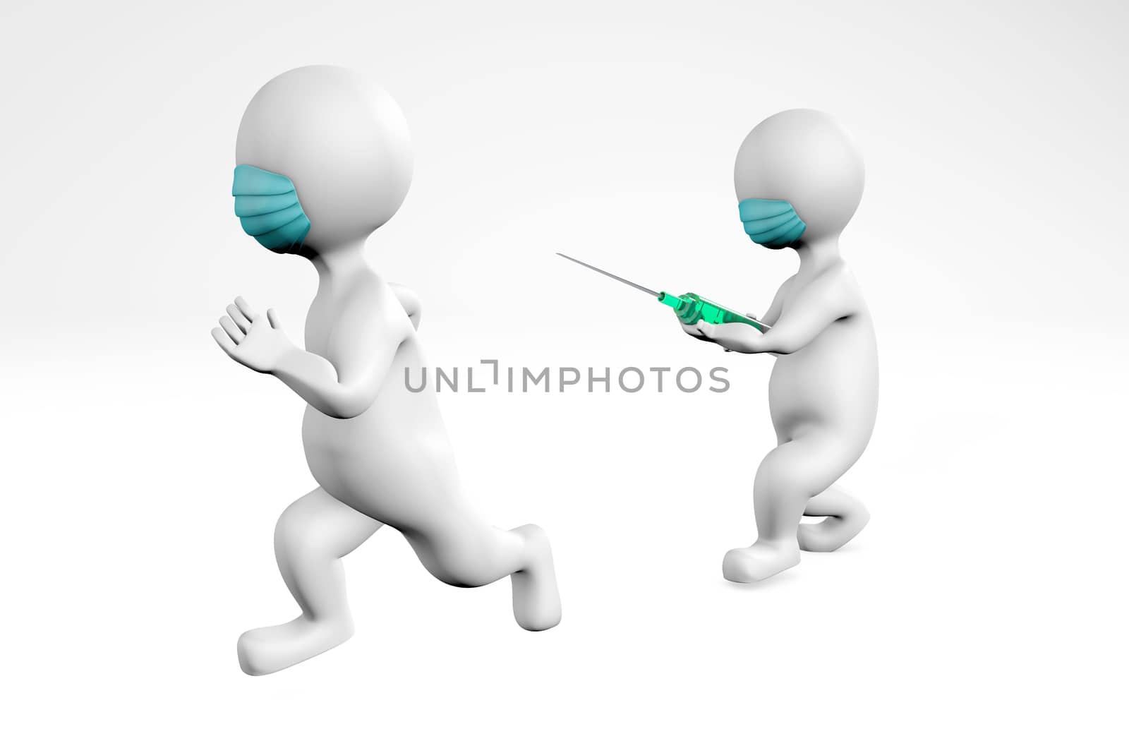 men with masks vaccine concept 3d rendering by F1b0nacci