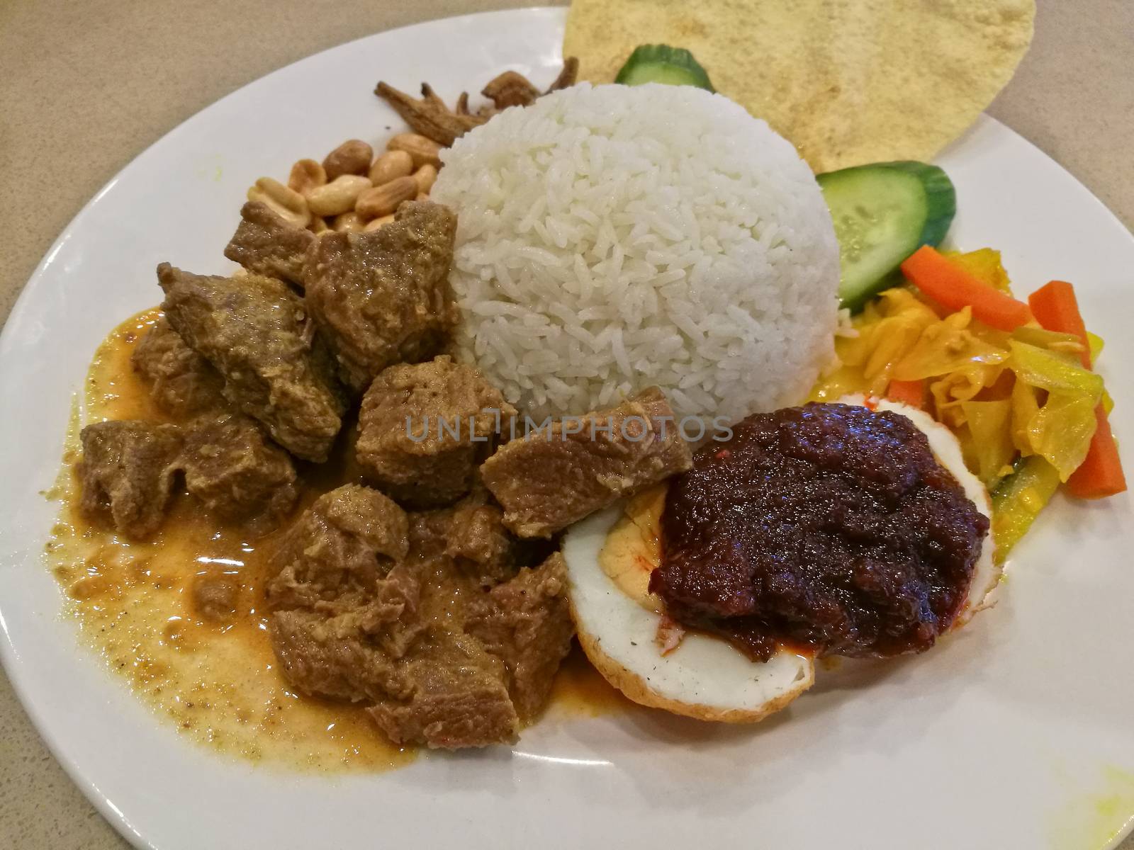Malaysian traditional Nasi Le Mak mixed coconut rice