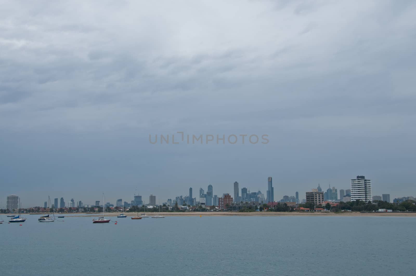 Melbourne skyline landscape scene in the evening