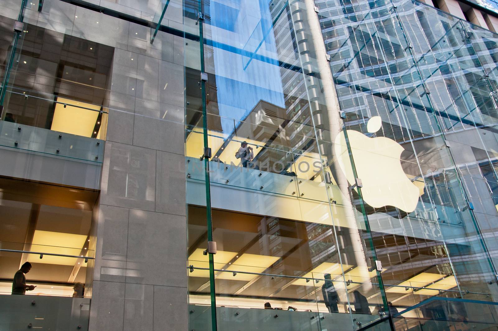 SYDNEY, AUSTRALIA - MAY 5, 2018: Apple store with a big white apple logo by eyeofpaul