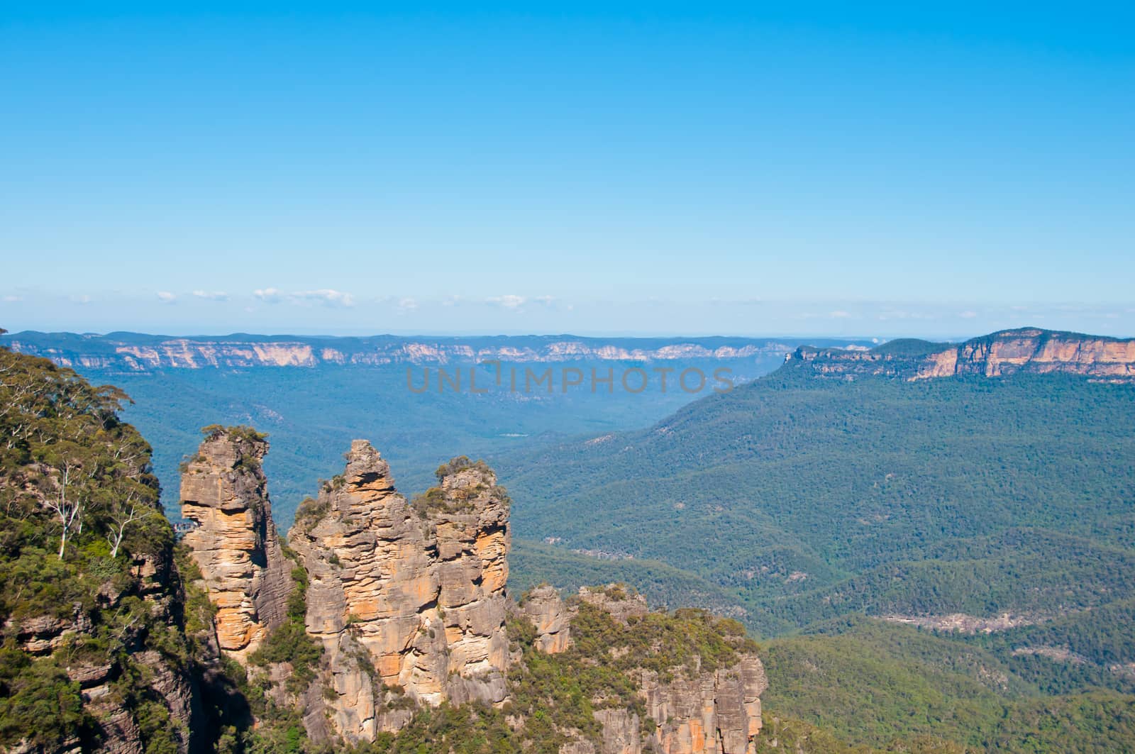 Famous Three sisters rock formation at Blue Mountain in Sydney NSW Australia