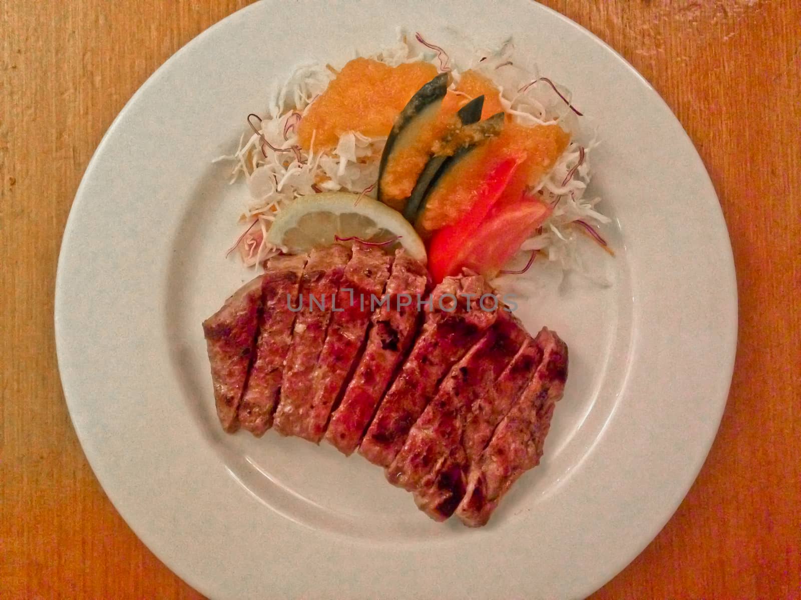 Medium rare premium Kobe beef Japanese steak eat