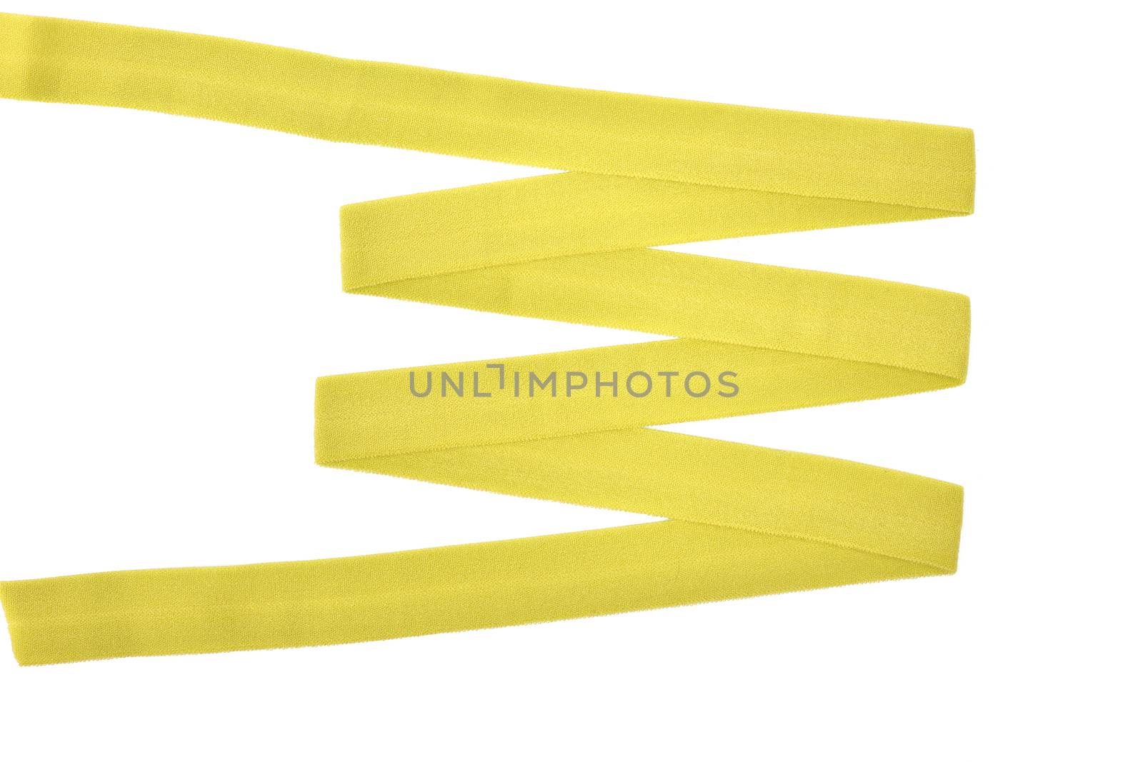 yellow Underwear elastic band for clothes and bras on a white background, zigzag. Isolated.