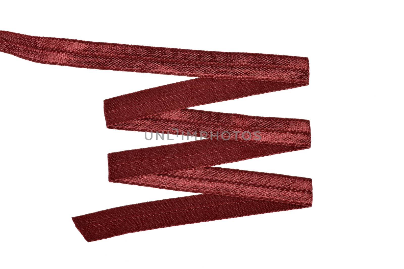 red Underwear elastic band for clothes and bras on a white background, zigzag. Isolated.