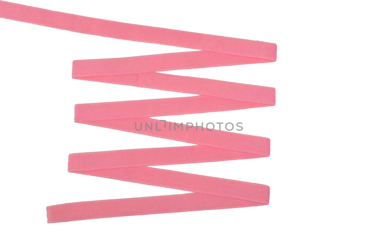 pink Underwear elastic band for clothes and bras on a white background, zigzag. Isolated.