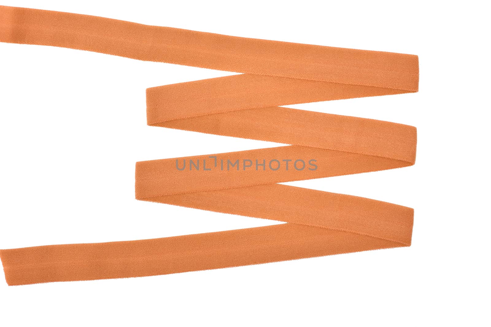 orange Underwear elastic band for clothes and bras on a white background, zigzag. Isolated.