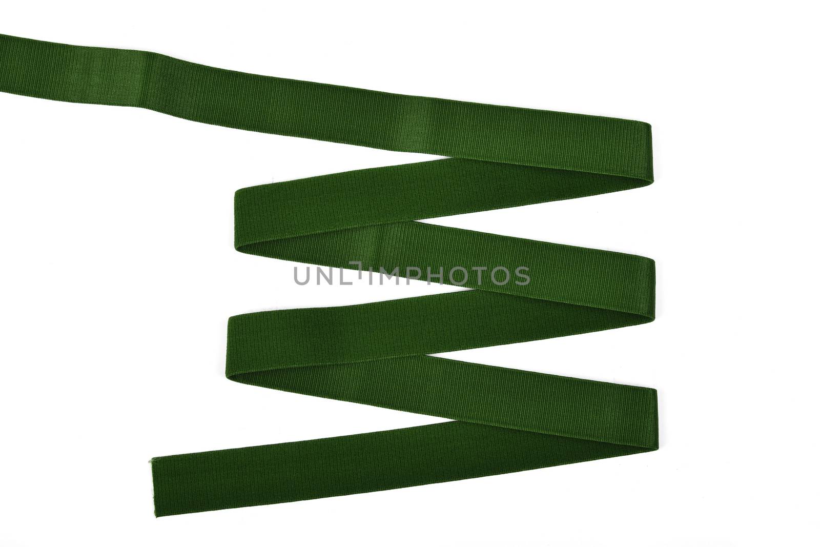 green Underwear elastic band for clothes and bras on a white background, zigzag. Isolated.