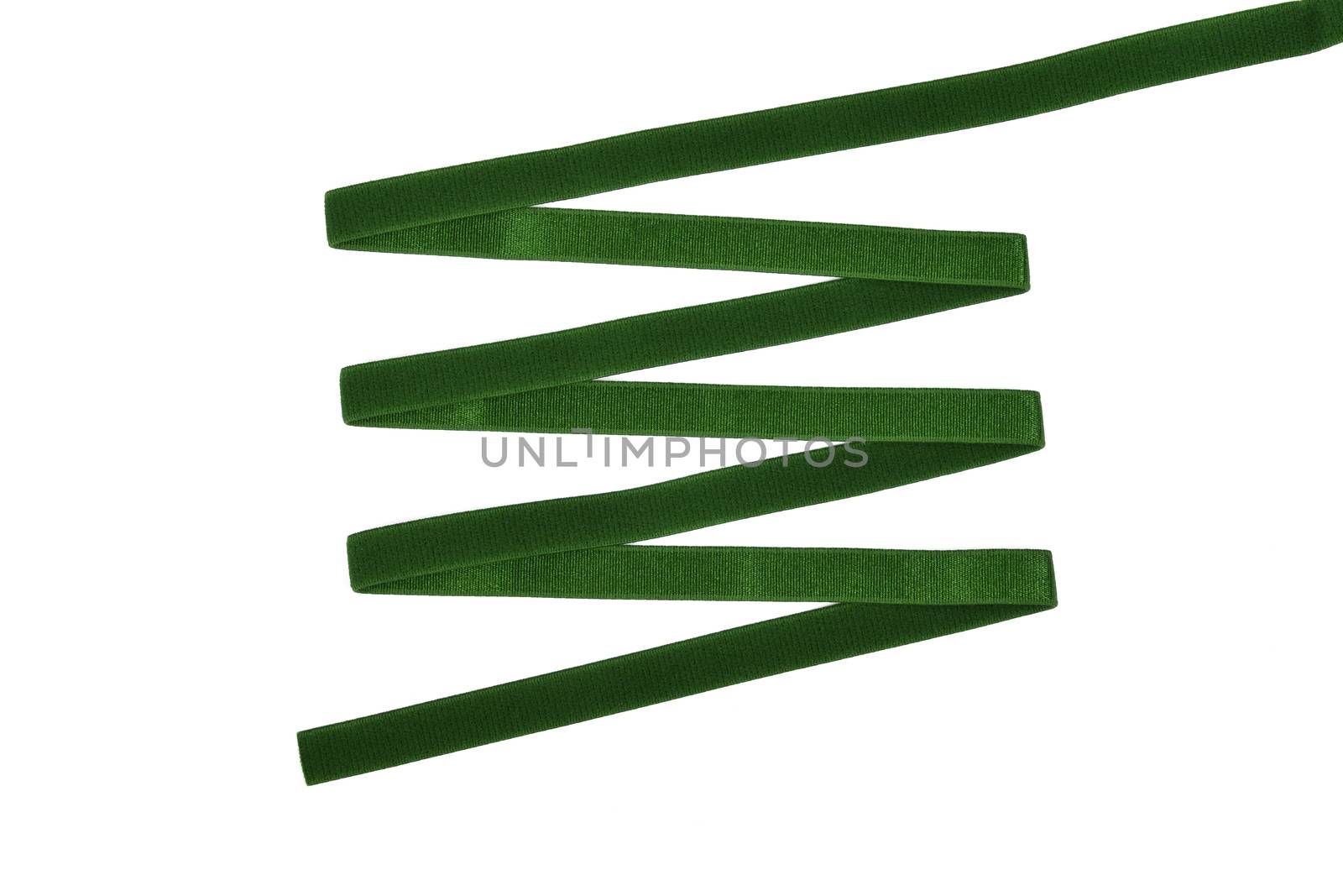green Underwear elastic band for clothes and bras on a white background, zigzag. Isolated.
