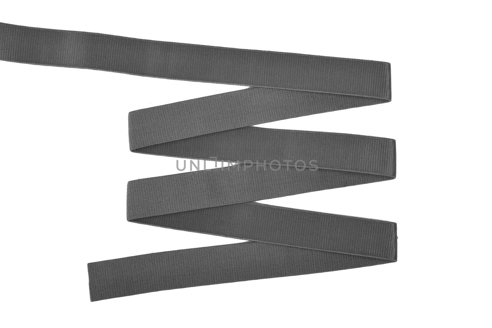 grey Underwear elastic band for clothes and bras on a white background, zigzag. Isolated.