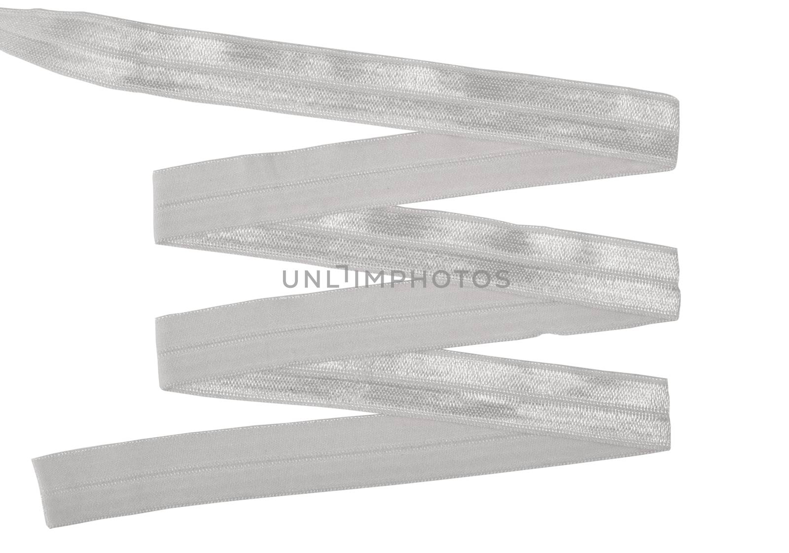 grey Underwear elastic band for clothes and bras on a white background, zigzag. Isolated.