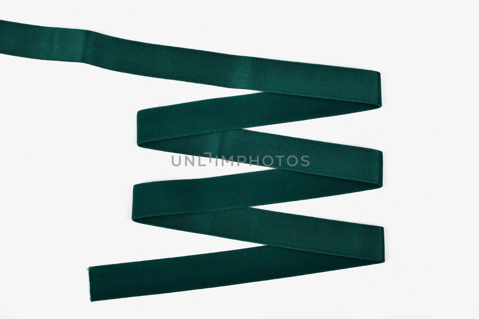 emerald Underwear elastic band for clothes and bras on a white background, zigzag. Isolated.