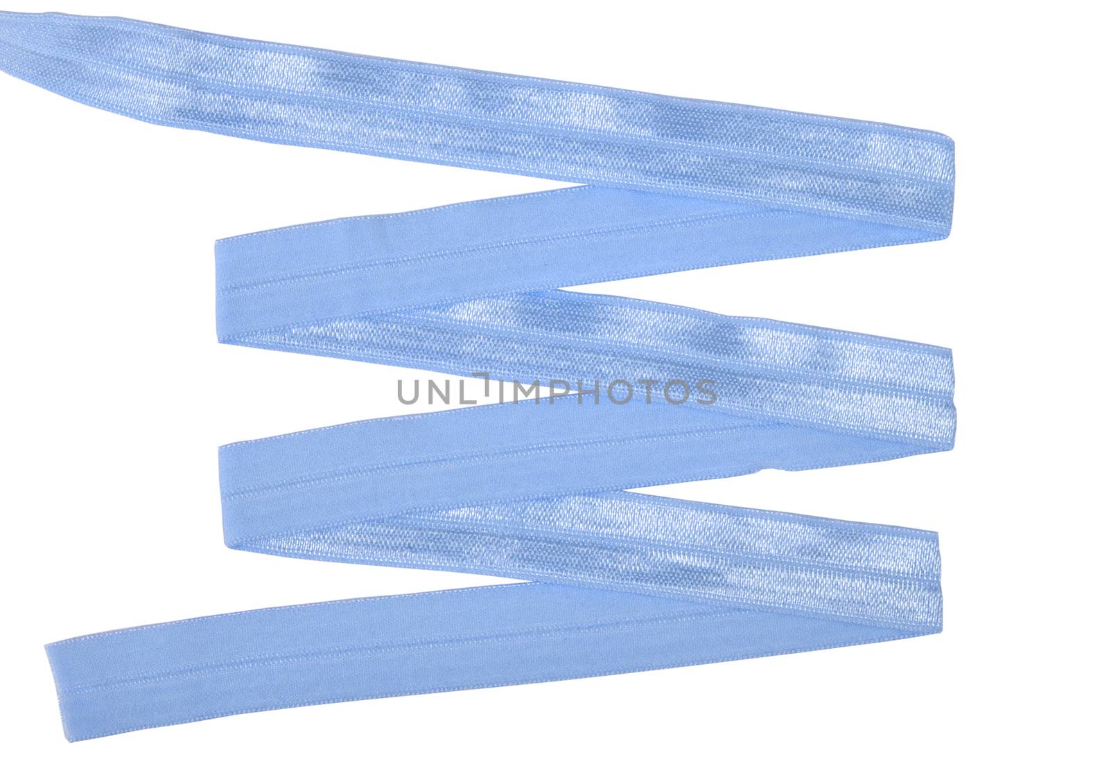 blue Underwear elastic band for clothes and bras on a white background, zigzag. Isolated.