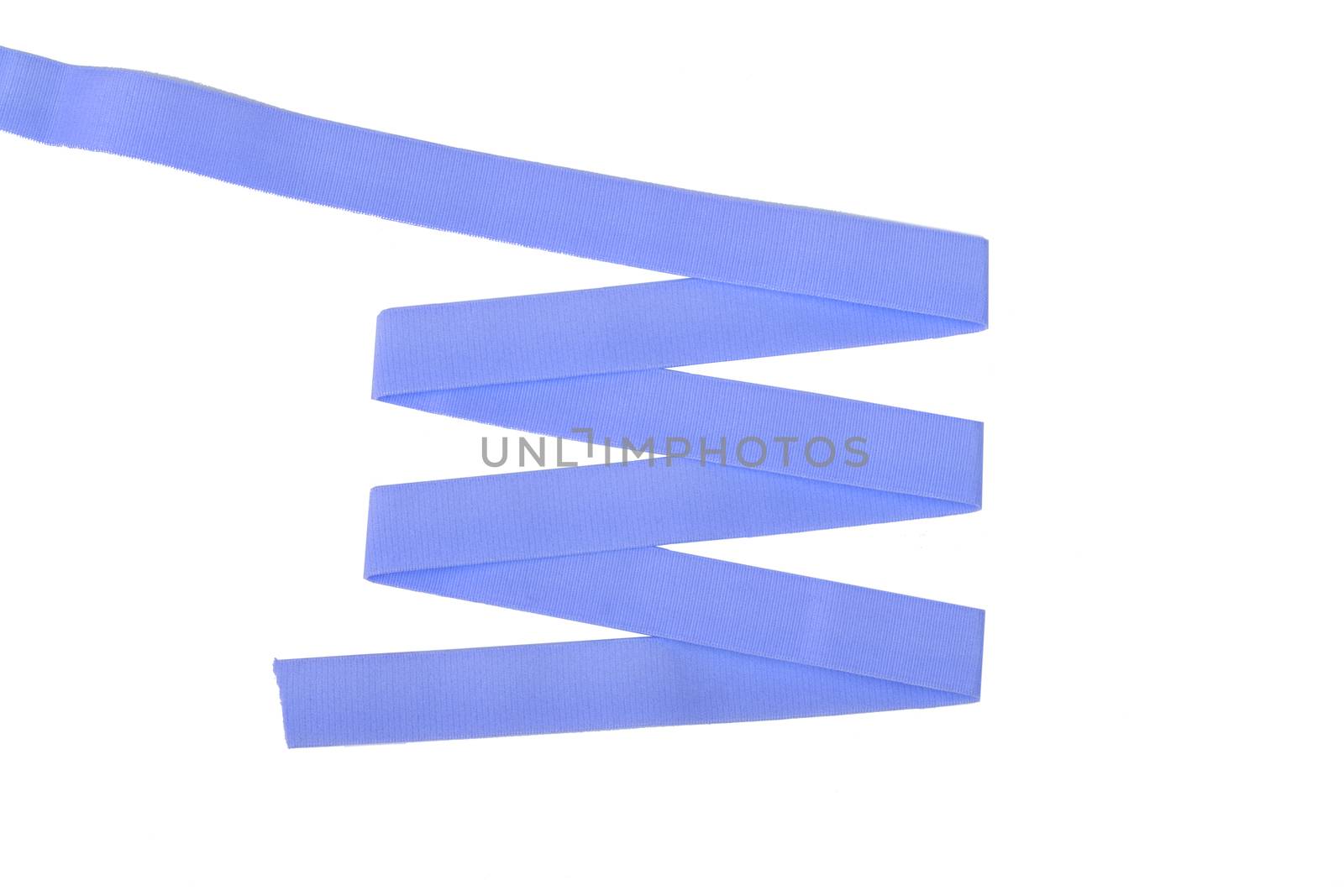 blue Underwear elastic band for clothes and bras on a white background, zigzag. Isolated.
