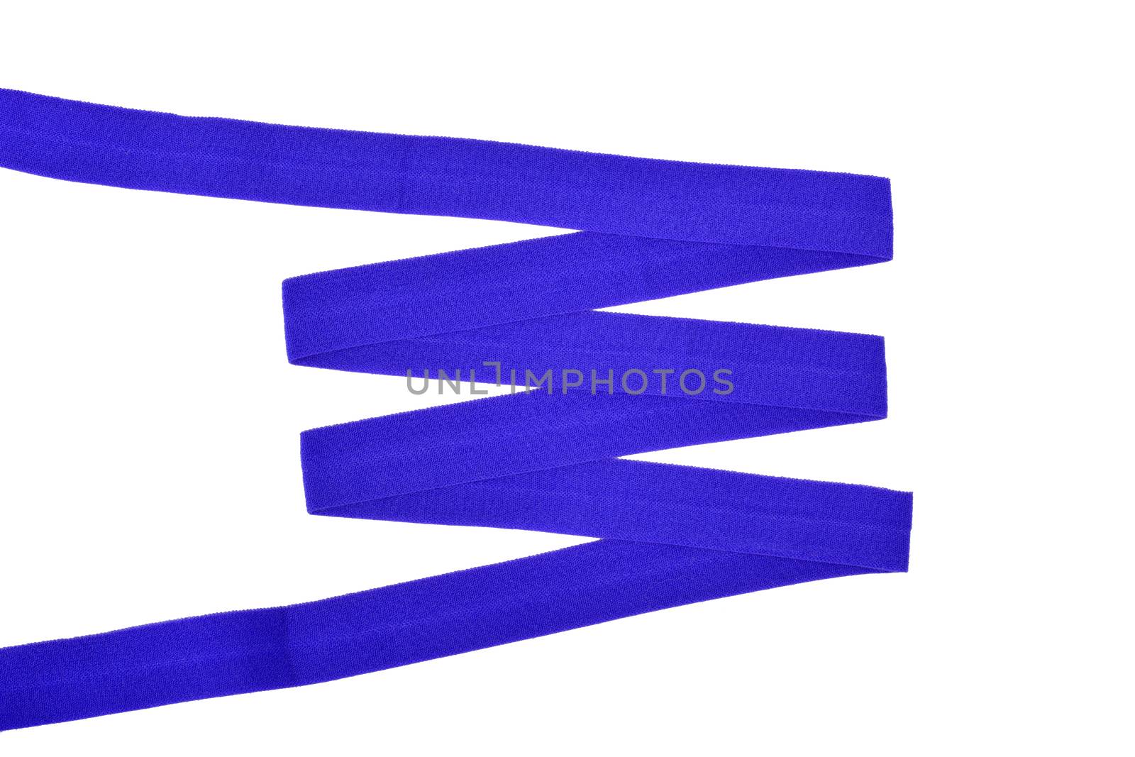 blue Underwear elastic band for clothes and bras on a white background, zigzag. Isolated.