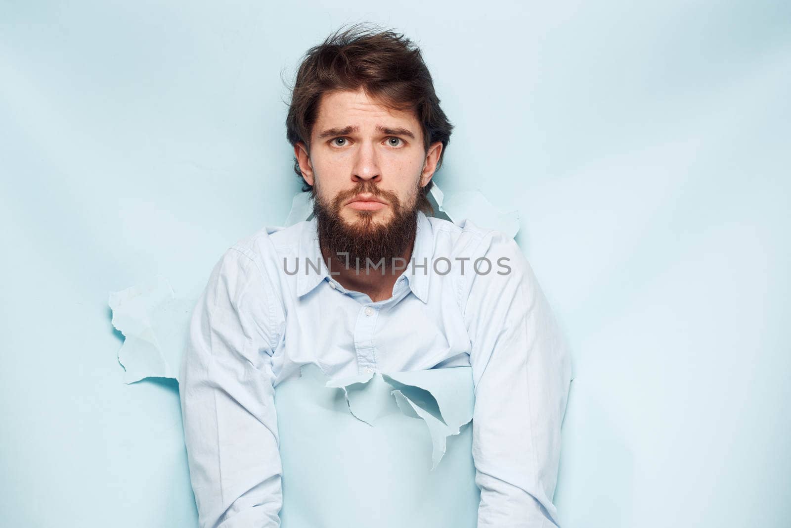 emotional man in shirt work dissatisfaction lifestyle. High quality photo