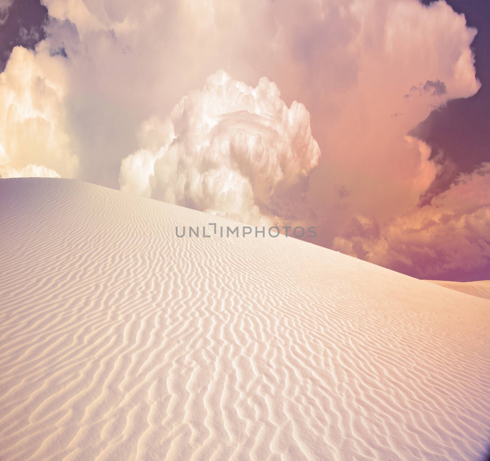 Desert dune in pink light. 3D rendering