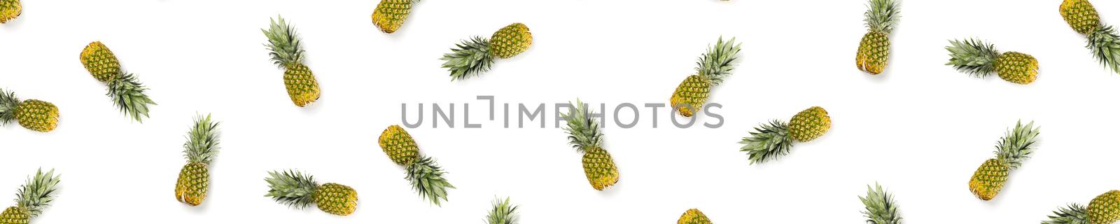 Pineapple set on white background. isolated pineapple on white background. Flat lay made from ananas.