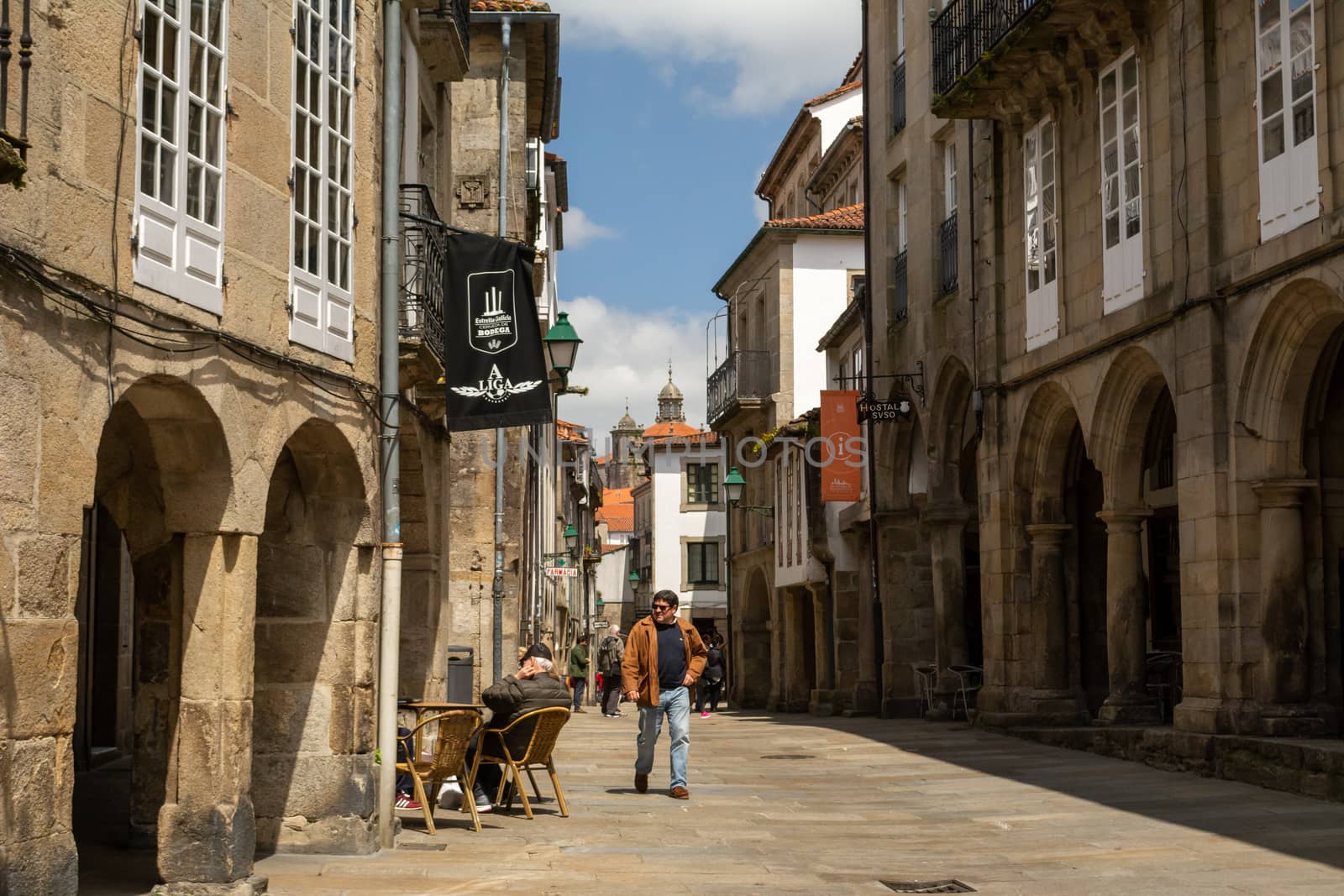 View on the arcade streets of the old town of Santiago de Compostela in Spain by kb79