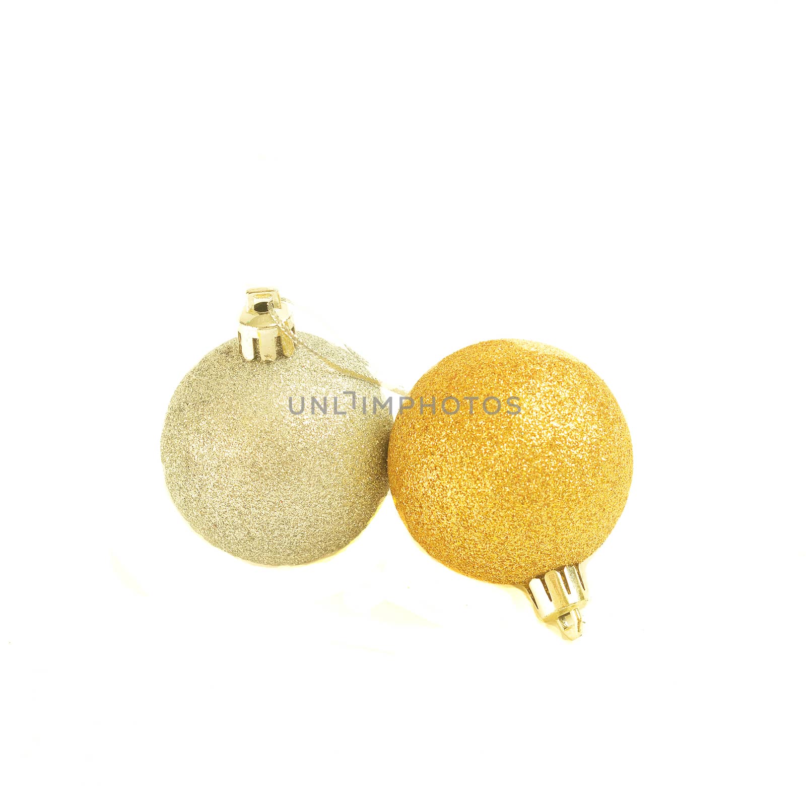 Golden and silver christmas ball isolated on white background by andre_dechapelle