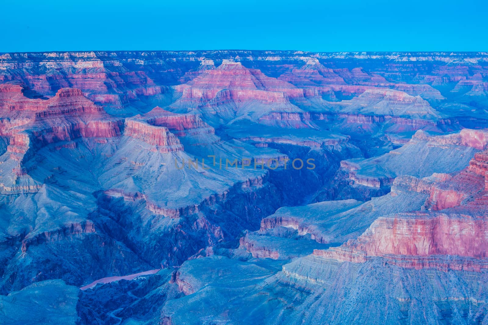Sunset views in winter at the South Rim in Grand Canyon, Arizona, USA