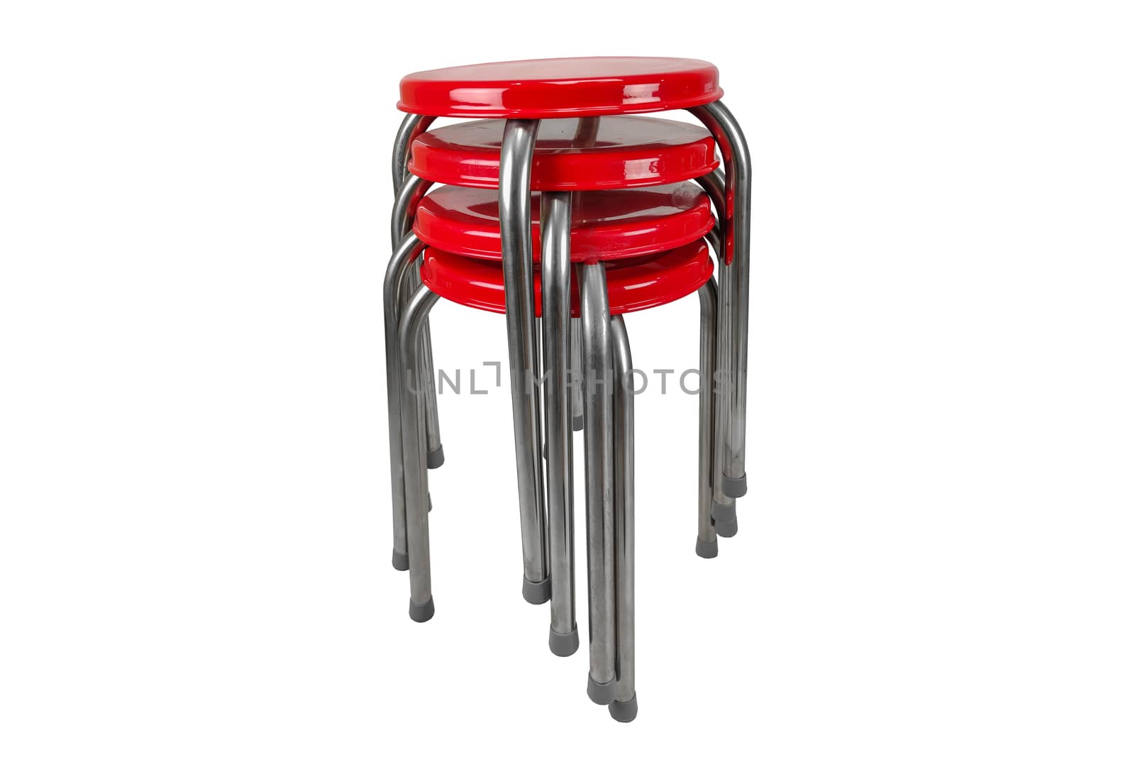 Stack chairs stainless on white background