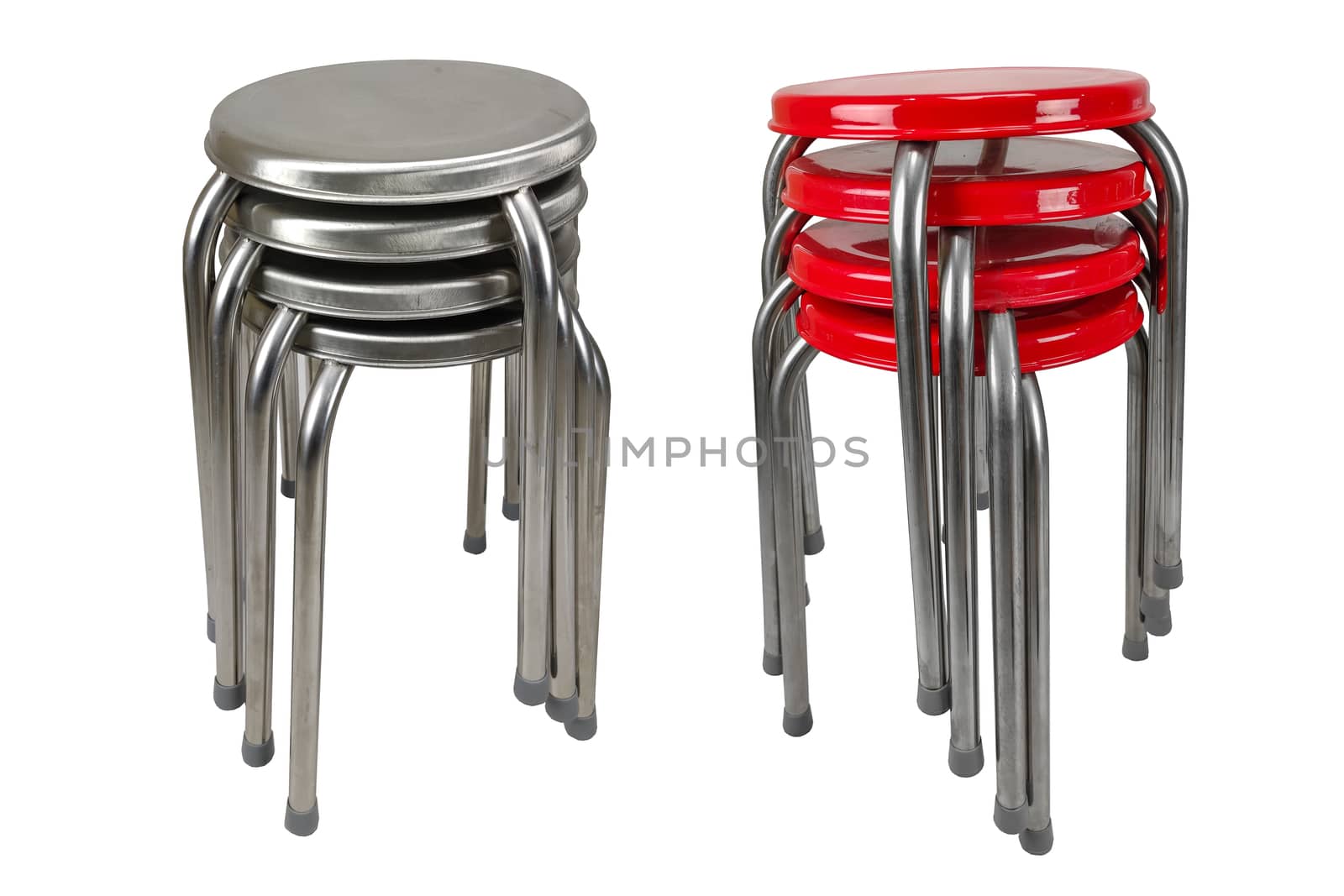 Stack chairs stainless on white background by Buttus_casso