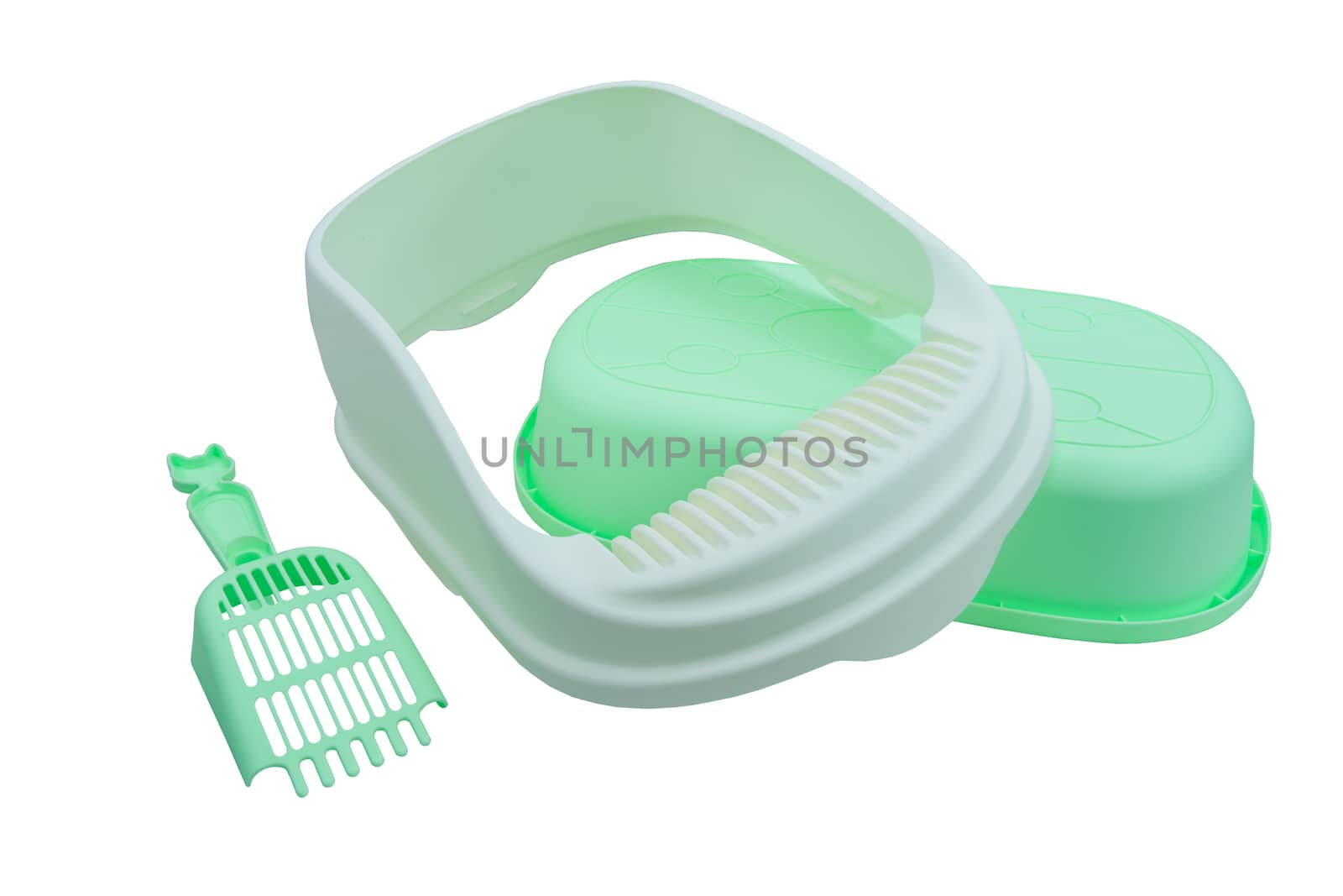 Cat toilet on isolated white background.  Pet supplies concept.