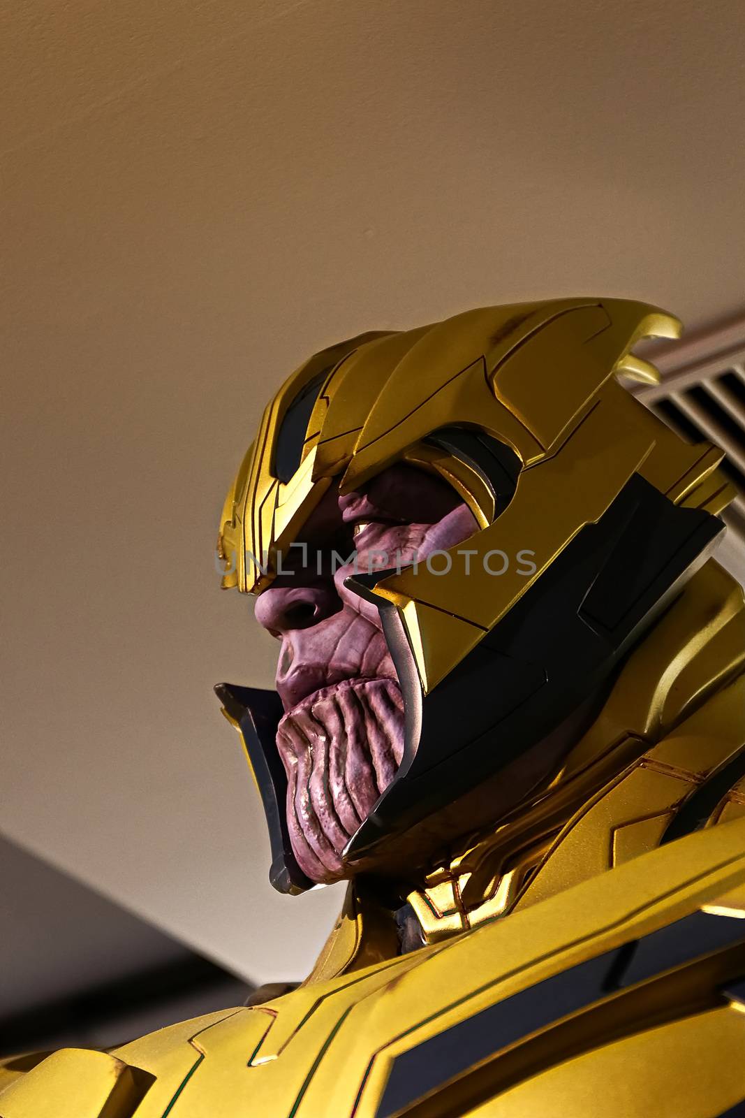 Thanos full armor suit action figure show for promote Avengers endgame movie by USA-TARO