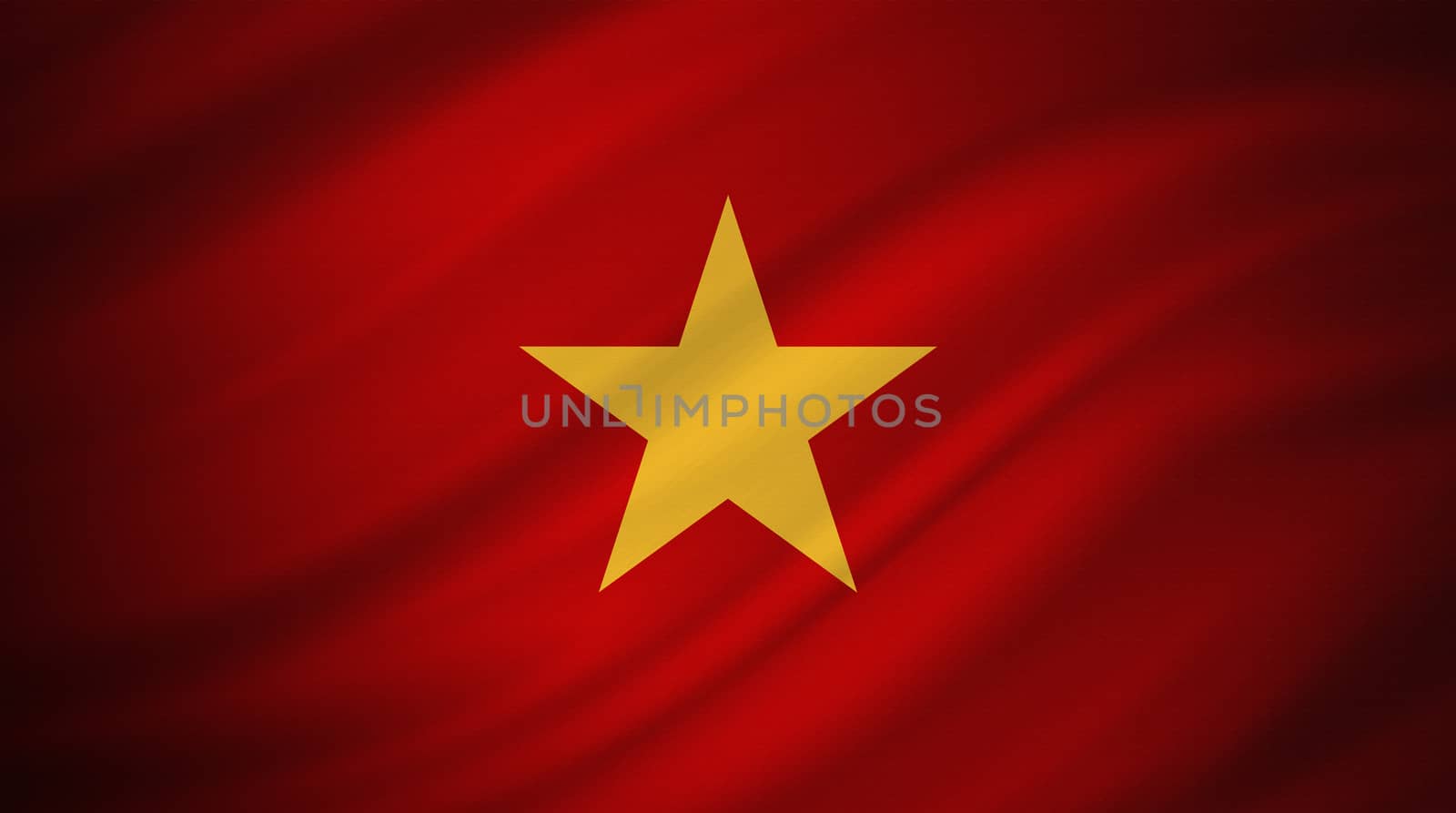 Flag of Vietnam on red canvas