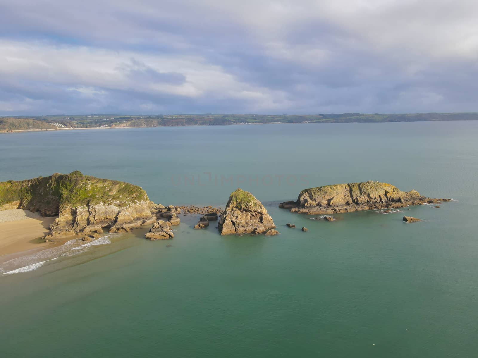 Monkstone Ridge at Monkstone Beach in Pembrokeshire, Wales, UK seperates Saundersfoot from this secluded bay.