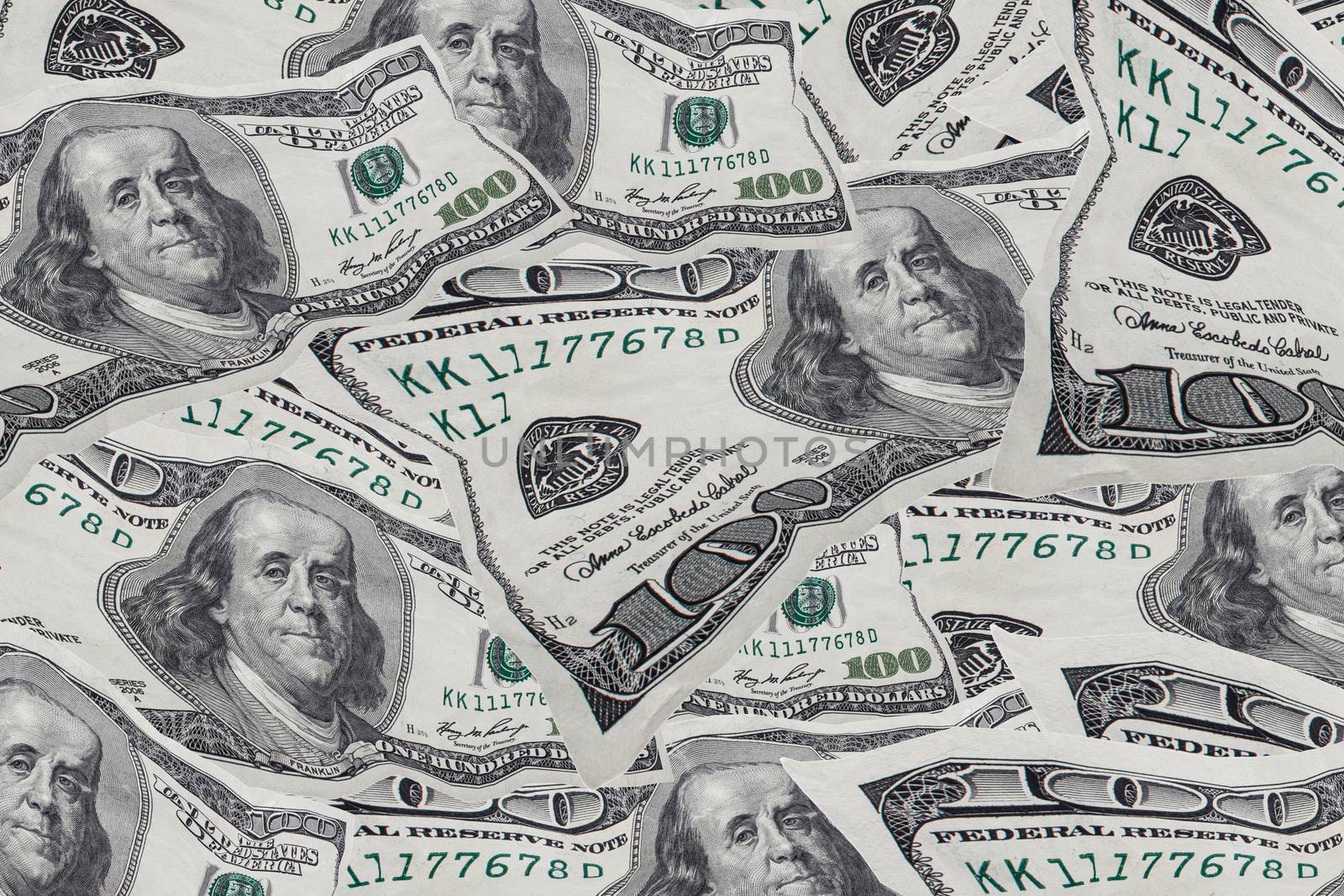 Background with money in American hundred-dollar bills. The monetary background. A screen full of dollars. Lots of cash.Close-up of the background of American dollar bills. Model of US 100 dollars.