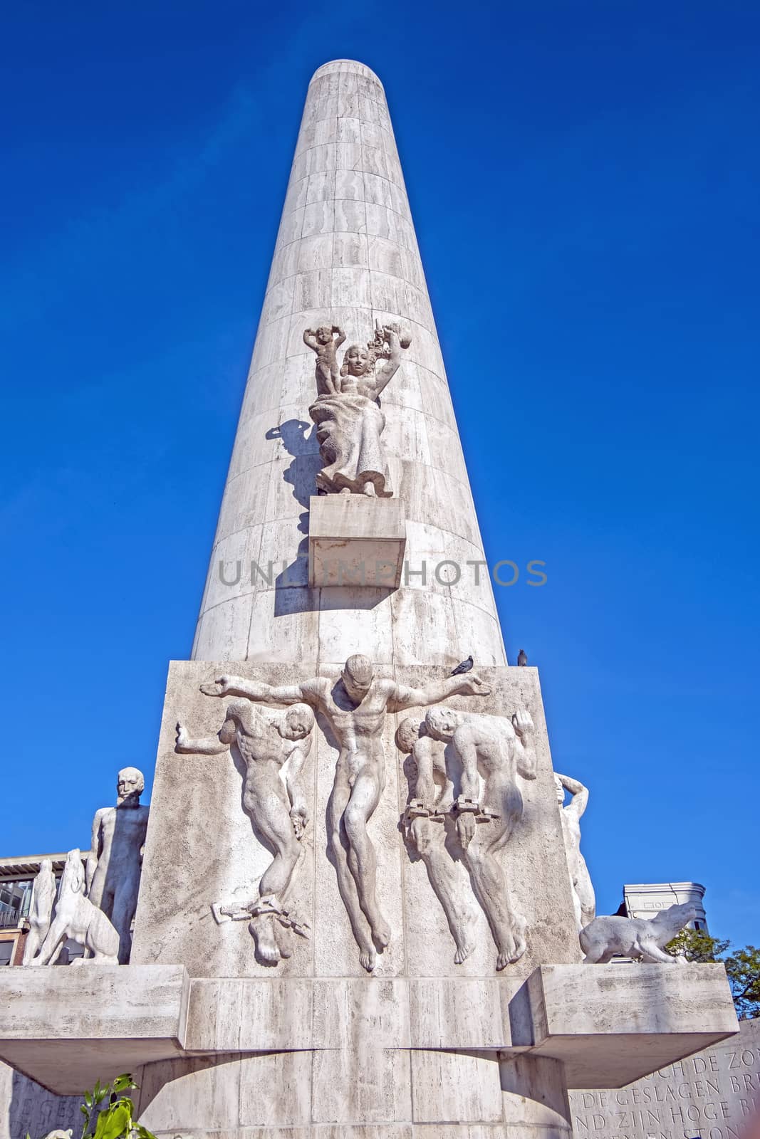 Amsterdam, Netherlands - May 6, 2020:Monument on the Dam in Amst by devy