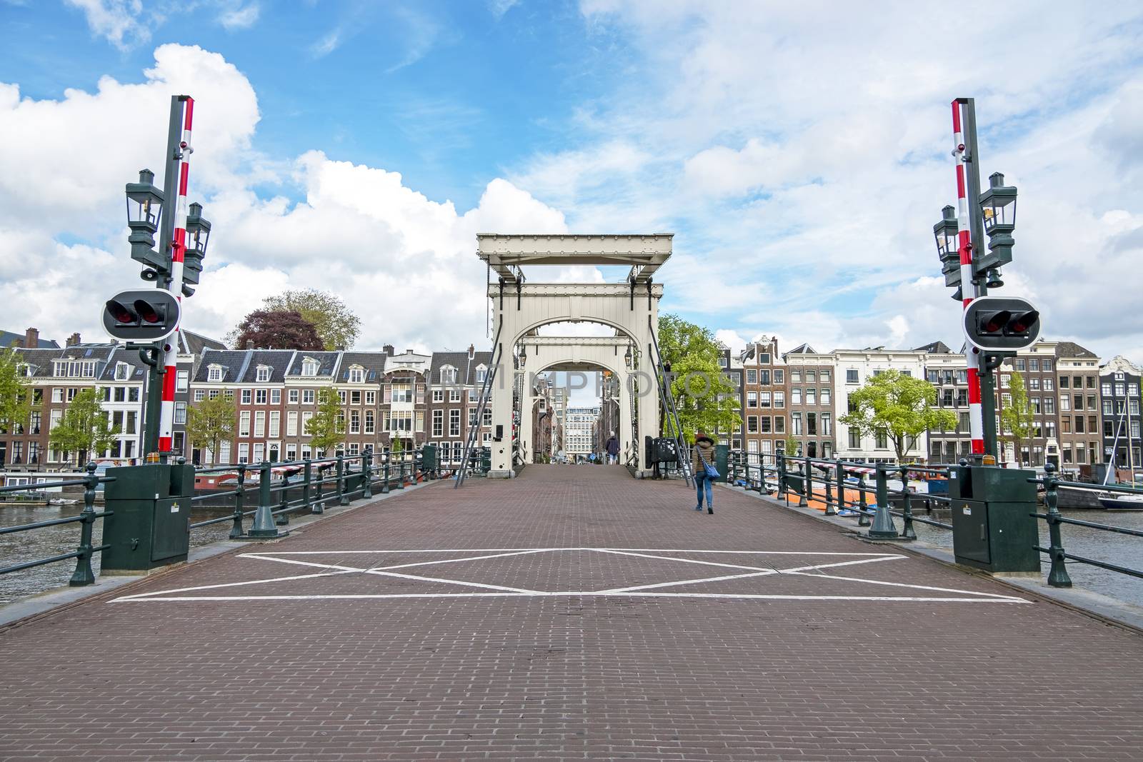 City scenic from Amsterdam with the Tiny bridge in the Netherlands